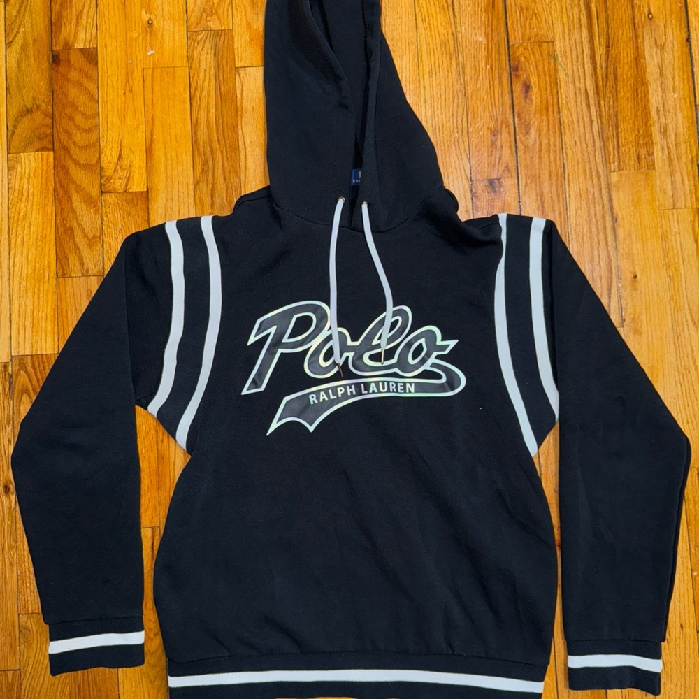 Polo Ralph Lauren Men's Black Double-Knit Graphic Hoodie Size Small